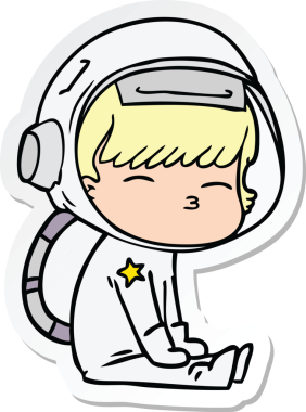 Bir insan tarafından çizilmiş meraklı bir astronotun çıkartması.