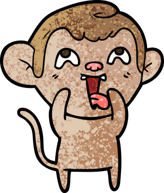 Bir insan tarafından çizilmiş çılgın çizgi film maymunu