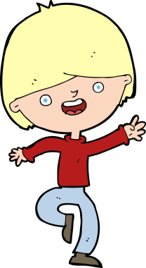 Bir insan tarafından çizilmiş mutlu çocuk çizgi filmi.