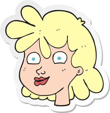 Bir insan tarafından çizilmiş karikatür kadın yüzü çıkartması.