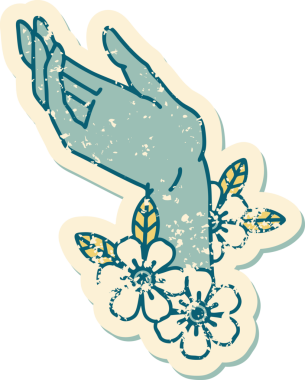 Bir insan tarafından çizilmiş sembolik dövmeli bir el resmi