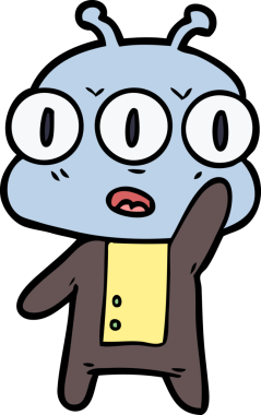 karikatür üç gözlü uzaylı bir insan tarafından çizildi.