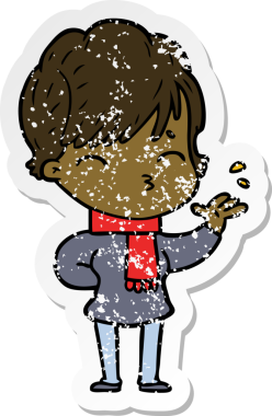 Bir insan tarafından çizilmiş bir karikatür kadının sıkıntılı çıkartması.