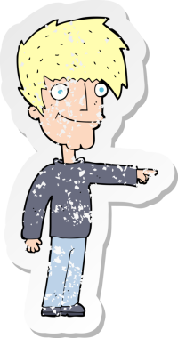 Bir insan tarafından çizilmiş mutlu bir adamın çizdiği karikatür yapıştırması.