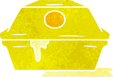 İnsan eliyle çizilmiş bir fast food burger kabının karalaması.