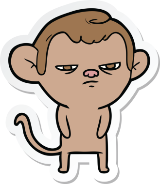 Bir insan tarafından çizilmiş çizgi film maymununun çıkartması.