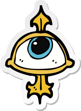 Bir insan tarafından çizilmiş çizgi film göz sembolü çıkartması.