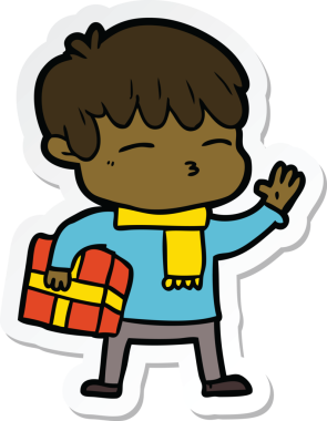 Bir insan tarafından çizilmiş meraklı bir çocuğun çıkartması.