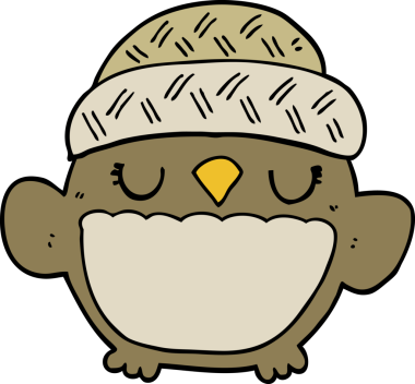 Bir insan tarafından çizilmiş şapkalı sevimli baykuş.