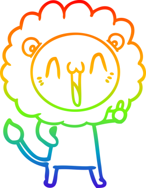 gökkuşağı gradyanı çizimi bir insan tarafından çizilmiş mutlu bir karikatür aslanı