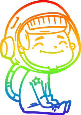 gökkuşağı gradyan çizimi mutlu bir çizgi astronot çizimi bir insan tarafından çizildi