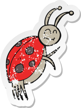 Bir insan tarafından çizilmiş uğurböceği çizgi filminin gerilimli yapıştırması.