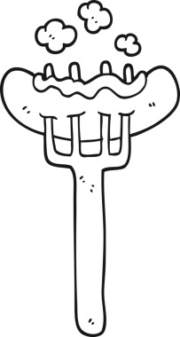 Bir insan tarafından çizilmiş siyah beyaz sosis çizimi.