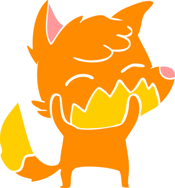 Bir insan tarafından çizilmiş düz renk çizgi film tilkisi