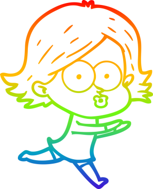 Gökkuşağı gradyan çizimi Bir insan tarafından çizilen çizgi film kızı