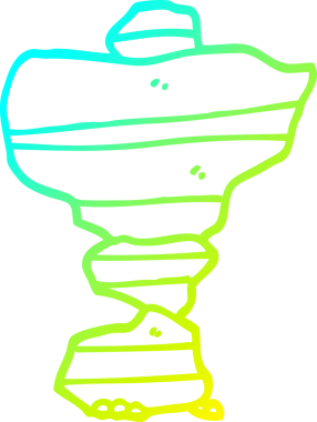 Bir insan tarafından çizilmiş istiflenmiş taş karikatürünün soğuk gradyan çizgisi.