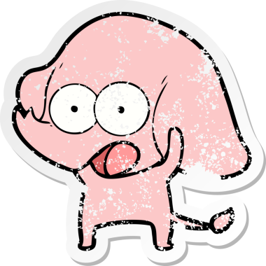 Bir insan tarafından çizilmiş şirin bir filin sıkıntılı çıkartması