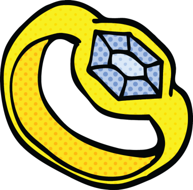 Bir insan tarafından çizilmiş çizgi roman tarzı elmas yüzük.