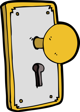 Bir insan tarafından çizilmiş karikatür kapı kolu.