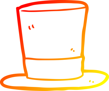 Bir insan tarafından çizilmiş bir çizgi film silindir şapkasının sıcak çizgi çizimi