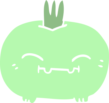 Bir insan tarafından çizilmiş mutlu kök sebze karalaması.