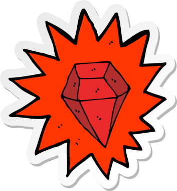 Bir insan tarafından çizilmiş kocaman bir yakutun çıkartması.