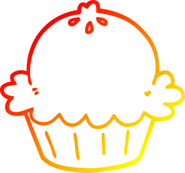 Bir insan tarafından çizilmiş tatlı bir çizgi film pastasının sıcak gradyan çizimi