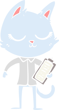 Sakin düz renkli çizgi film kedisi Bir insan tarafından çizilmiş pano