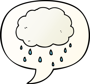 bir insan tarafından çizilmiş, konuşma baloncuklu çizgi film yağmur bulutu.