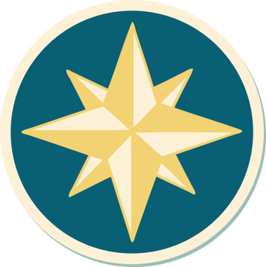 Bir insan tarafından çizilmiş geleneksel bir yıldız stiliyle dövme çıkartması.