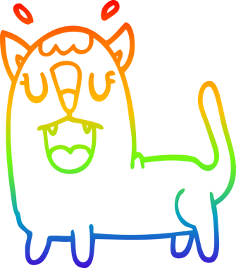 Gökkuşağı gradyan çizgi çizimi Bir insan tarafından çizilmiş komik kedi