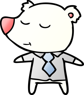 Kutup ayısı gömlekli ve kravatlı bir insan tarafından çizilmiş.