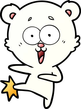 Bir insan tarafından çizilmiş mutlu kutup ayısı karikatürü