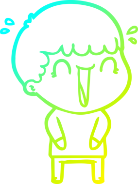 Bir insan tarafından çizilmiş gülen bir çizgi film karakterinin soğuk gradyan çizgisi.