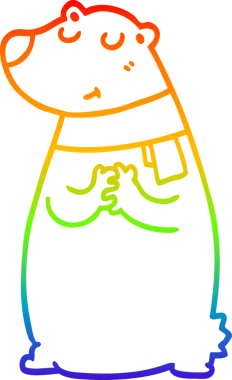 Bir insan tarafından çizilmiş eşarp takan bir ayının çizgi çizimi.