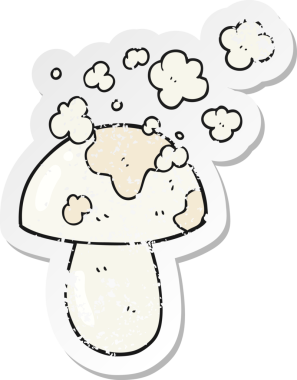 Bir insan tarafından çizilmiş karikatür mantarının gerilmiş yapıştırması.