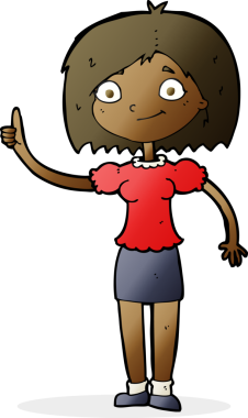 Bir insan tarafından çizilmiş bir fikri olan karikatür kadın.