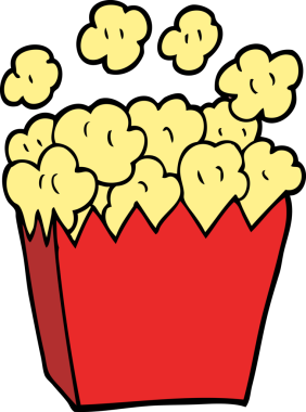 Bir insan tarafından çizilmiş çizgi film patlamış mısırı.