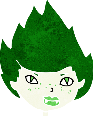 Bir insan tarafından çizilmiş vampir kafası.