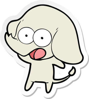 Bir insan tarafından çizilmiş şirin bir fil çıkartması.