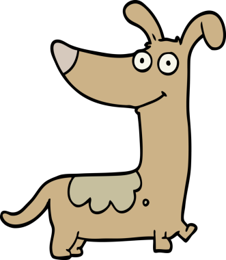 Bir insan tarafından çizilmiş çizgi film köpeği.