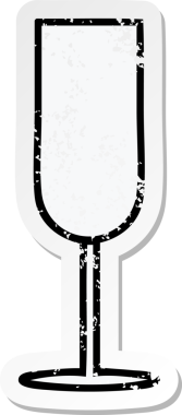 Bir insan tarafından çizilmiş şampanya kadehinin sıkıntılı çıkartması.