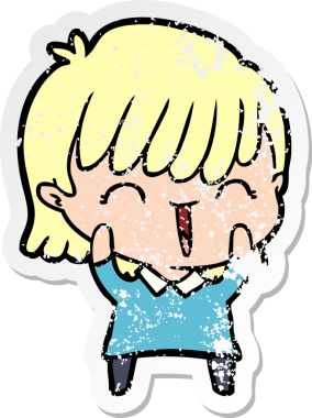 Bir insan tarafından çizilmiş karikatür bir kadının sıkıntılı çıkartması.