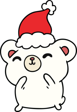 Bir insan tarafından çizilmiş Kawaii kutup ayısının el çizimi karikatürü.