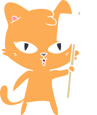 Bir insan tarafından çizilmiş düz renkli çizgi film kedisi