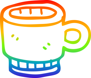 gökkuşağı gradyan çizgi çizimi bir insan tarafından çizilmiş bir kahve kupası