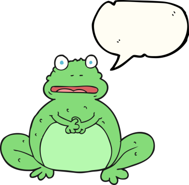 Bir insan tarafından çizilmiş serbest konuşma balonu karikatür kurbağası