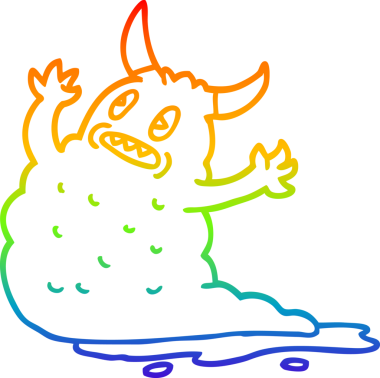 Gökkuşağı gradyan çizgi çizimi bir insan tarafından çizilmiş bir karikatür iblis