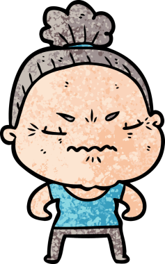 Çizgi film bir insan tarafından çizilmiş yaşlı bir kadın tarafından rahatsız edildi.