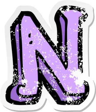 Bir insan tarafından çizilmiş N harfinin gerilimli yapıştırması.